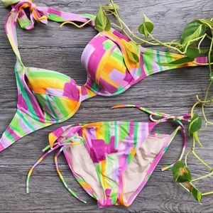 Victoria’s Secret Bikini 34D Multi Color Tie Dye